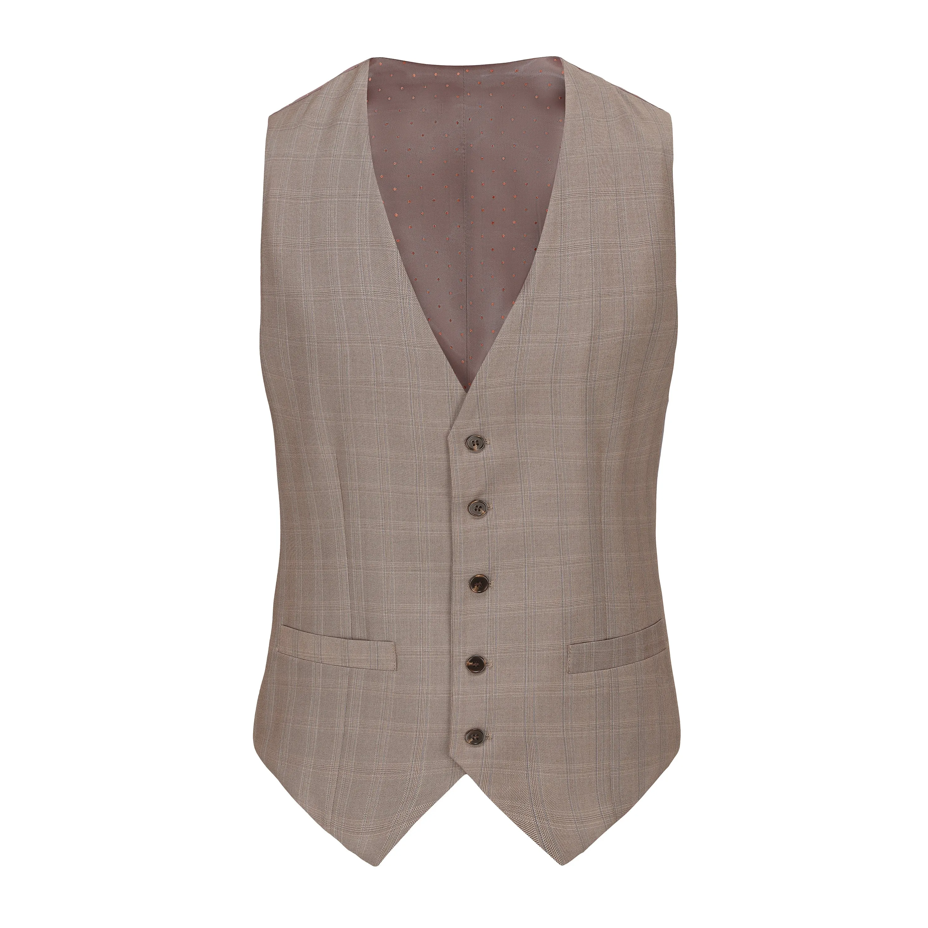 Slim Fit Brown Check Suit