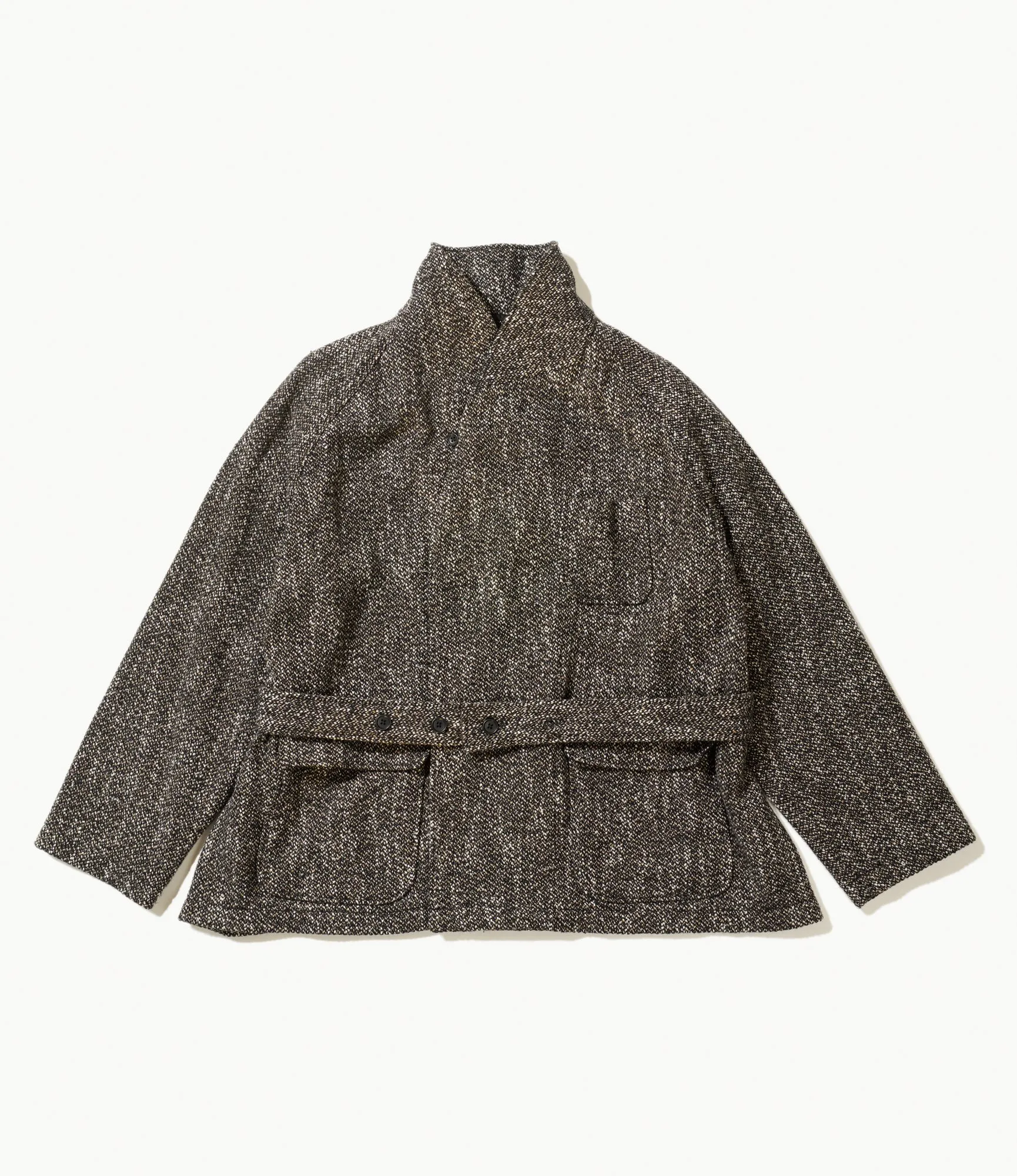 Smoking Jacket –Brown/Black Homespun Wool