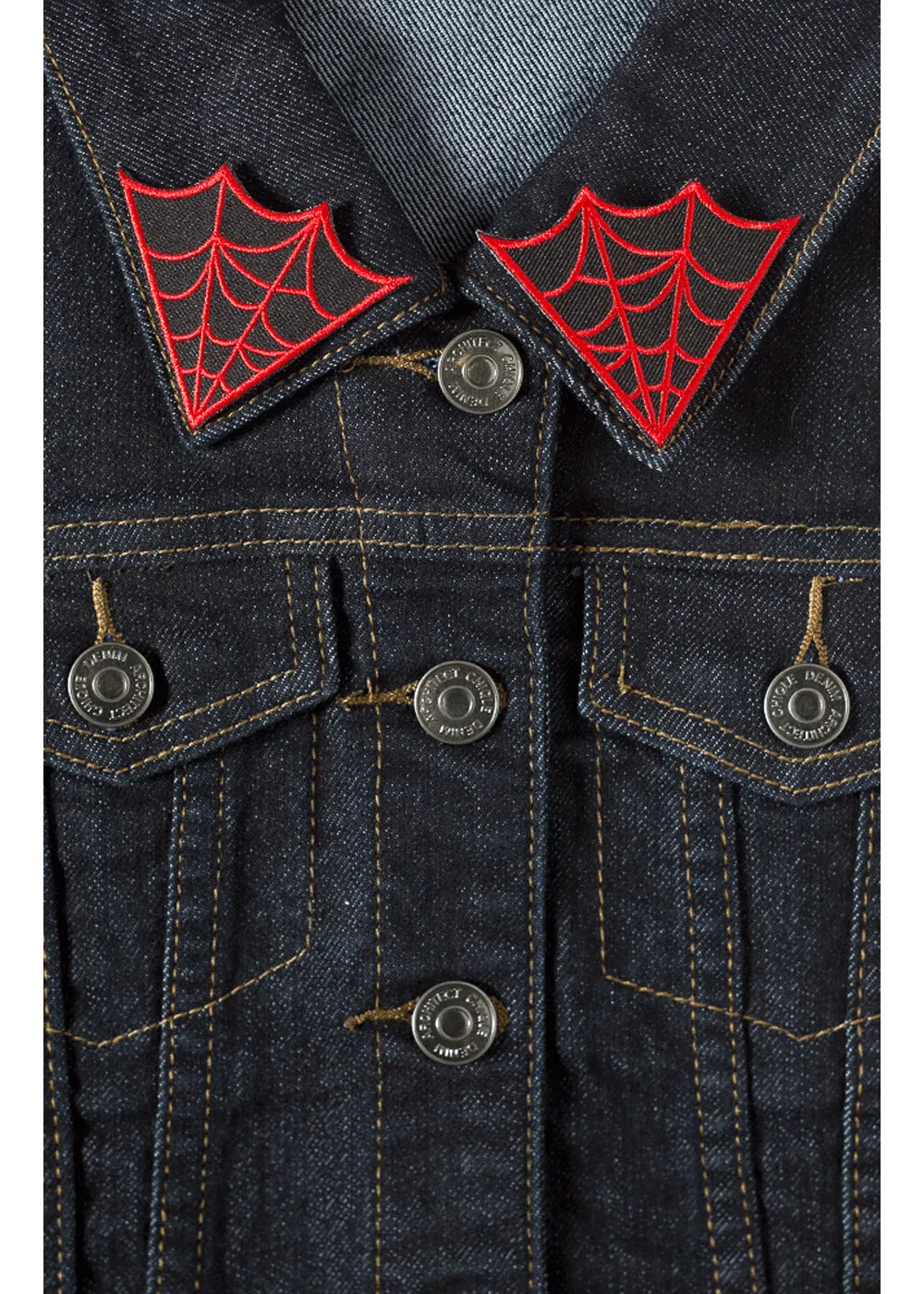 Sourpuss Red Spiderweb Collar Patch Set.