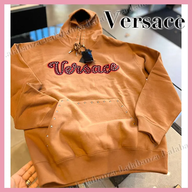 Studded Street Style Long Sleeves Plain Logo Luxury Outlet - VERSACE