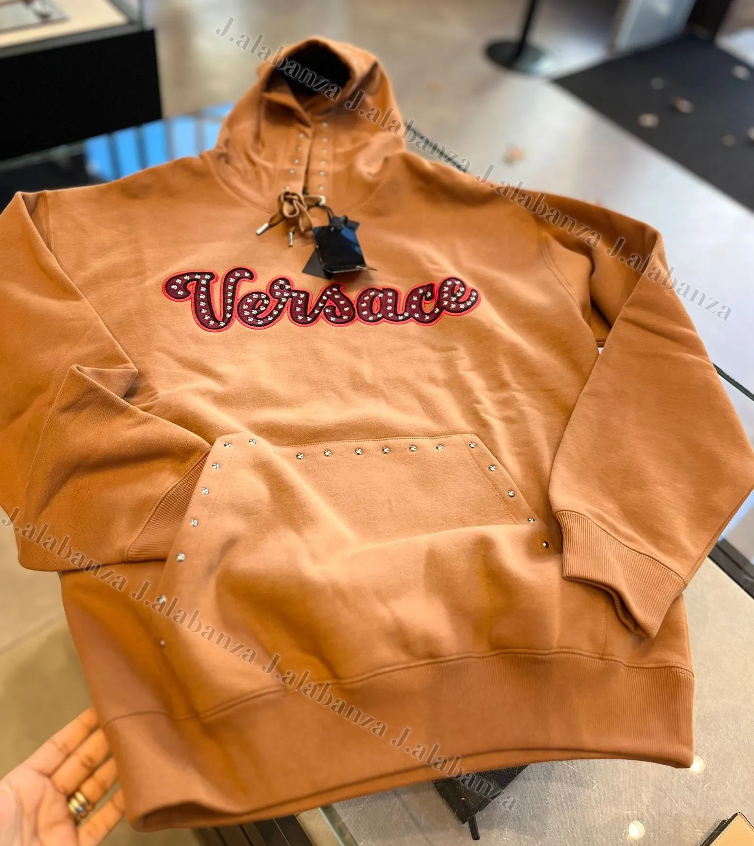 Studded Street Style Long Sleeves Plain Logo Luxury Outlet - VERSACE