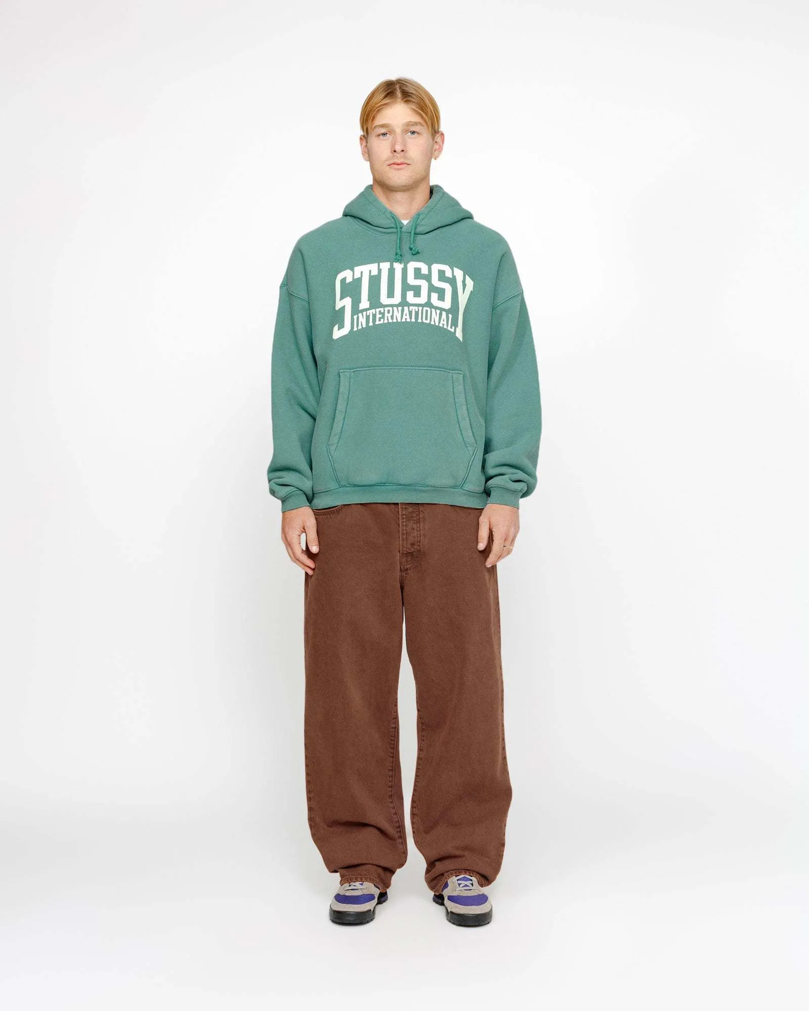 Stussy unisex long sleeve shirt - Street style, plain cotton with logo.