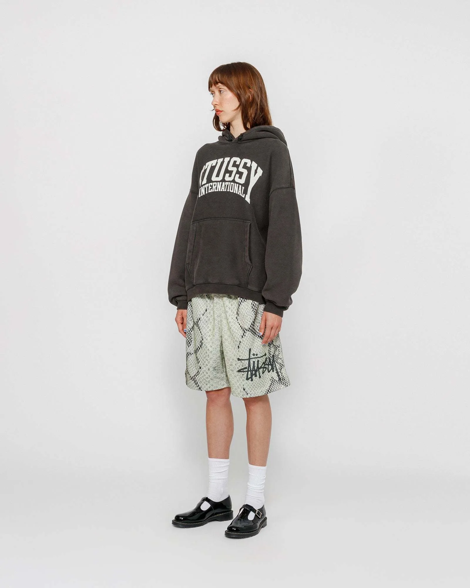 Stussy unisex long sleeve shirt - Street style, plain cotton with logo.