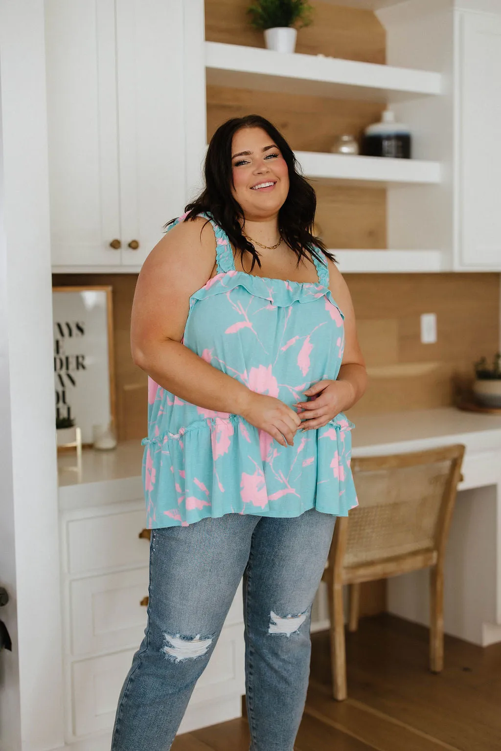 Stylish Tank Top with Ruffle Detail