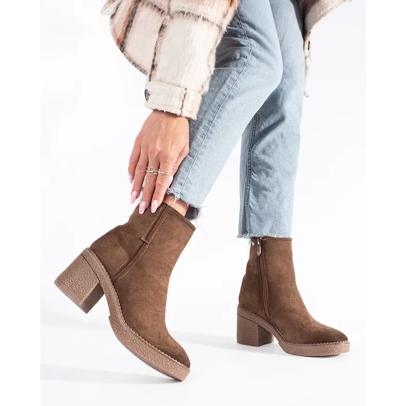 Suede brown ankle boots