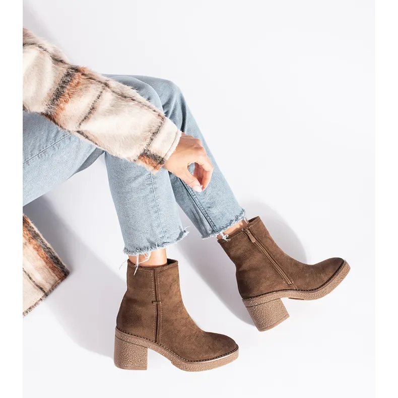 Suede brown ankle boots