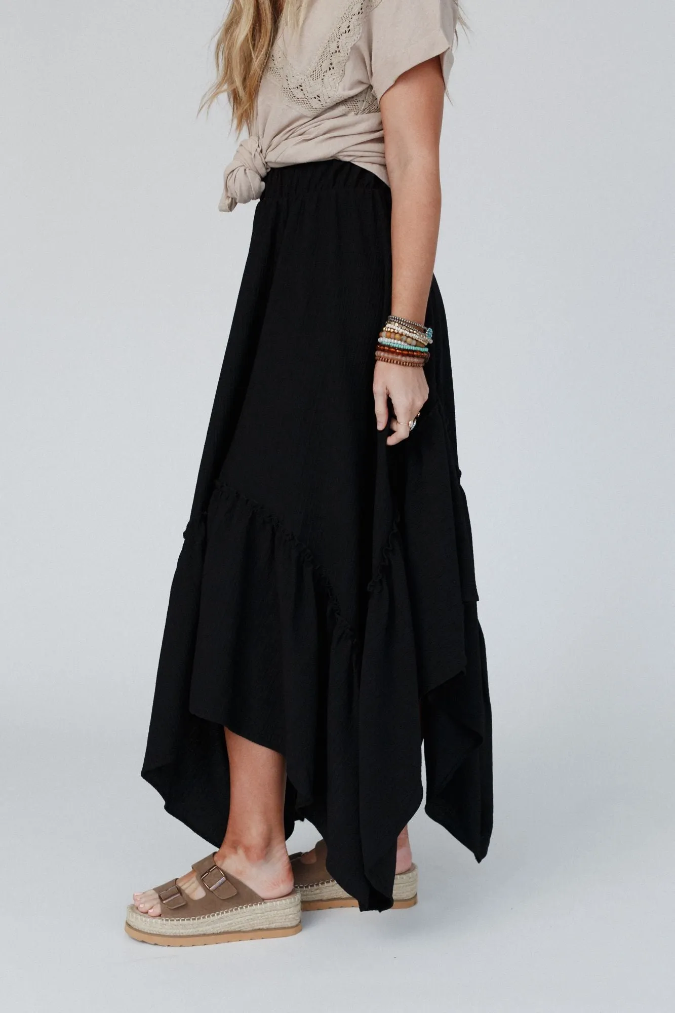 Swing Of Things Black Midi Skirt