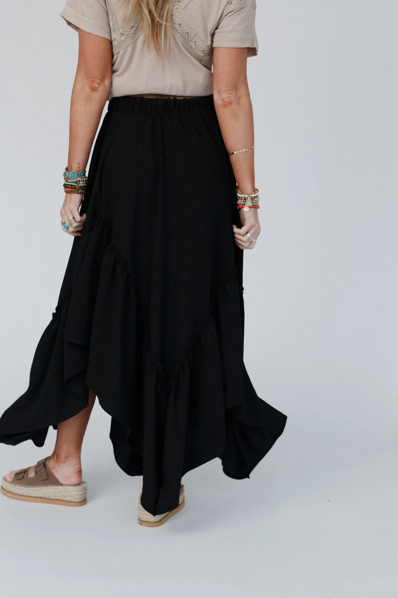 Swing Of Things Black Midi Skirt