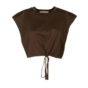 T-Shirt for Women - Gianduia Color with Drawstring