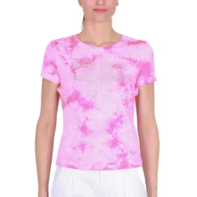 T-SHIRT GIROCOLLO TIE AND DYE, FUXIA