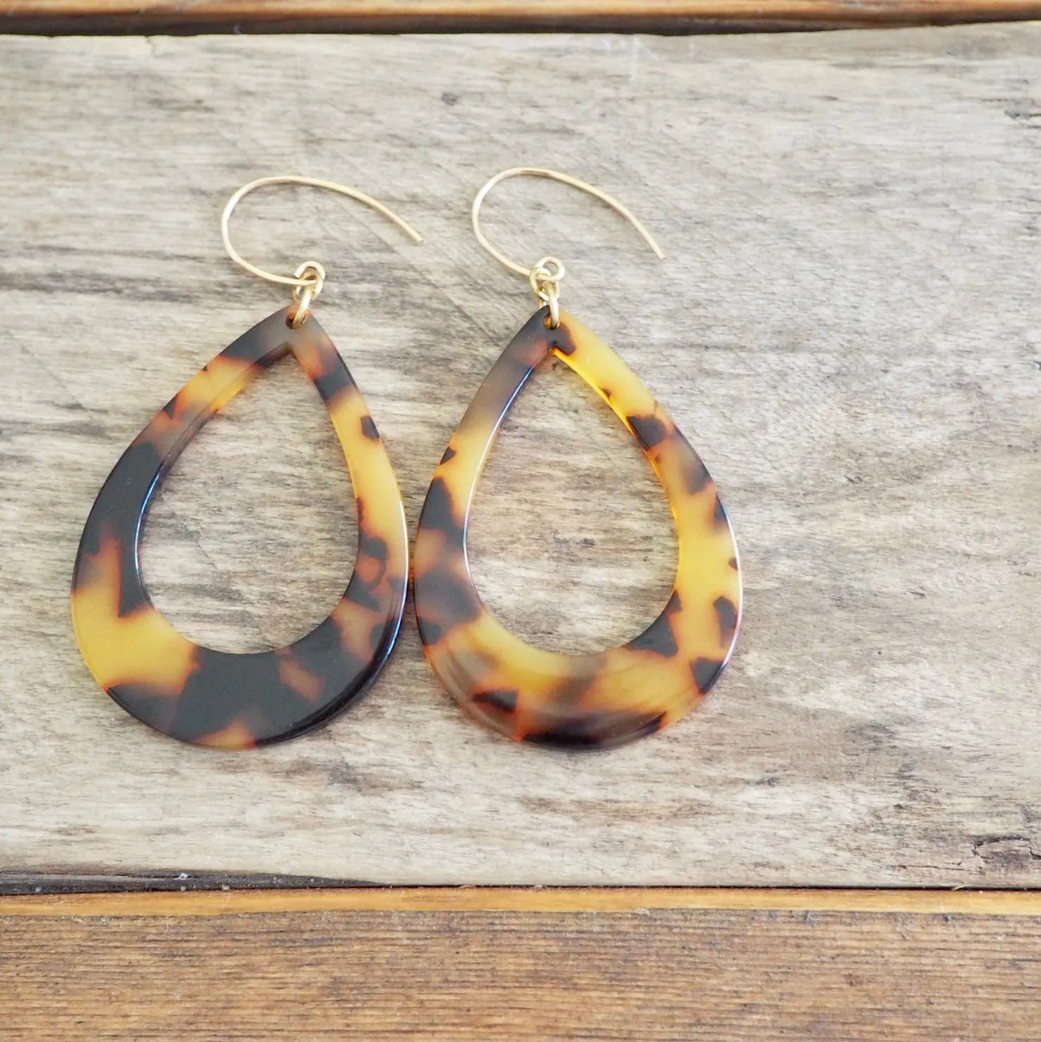 Teardrop Earrings with Tortoise Design