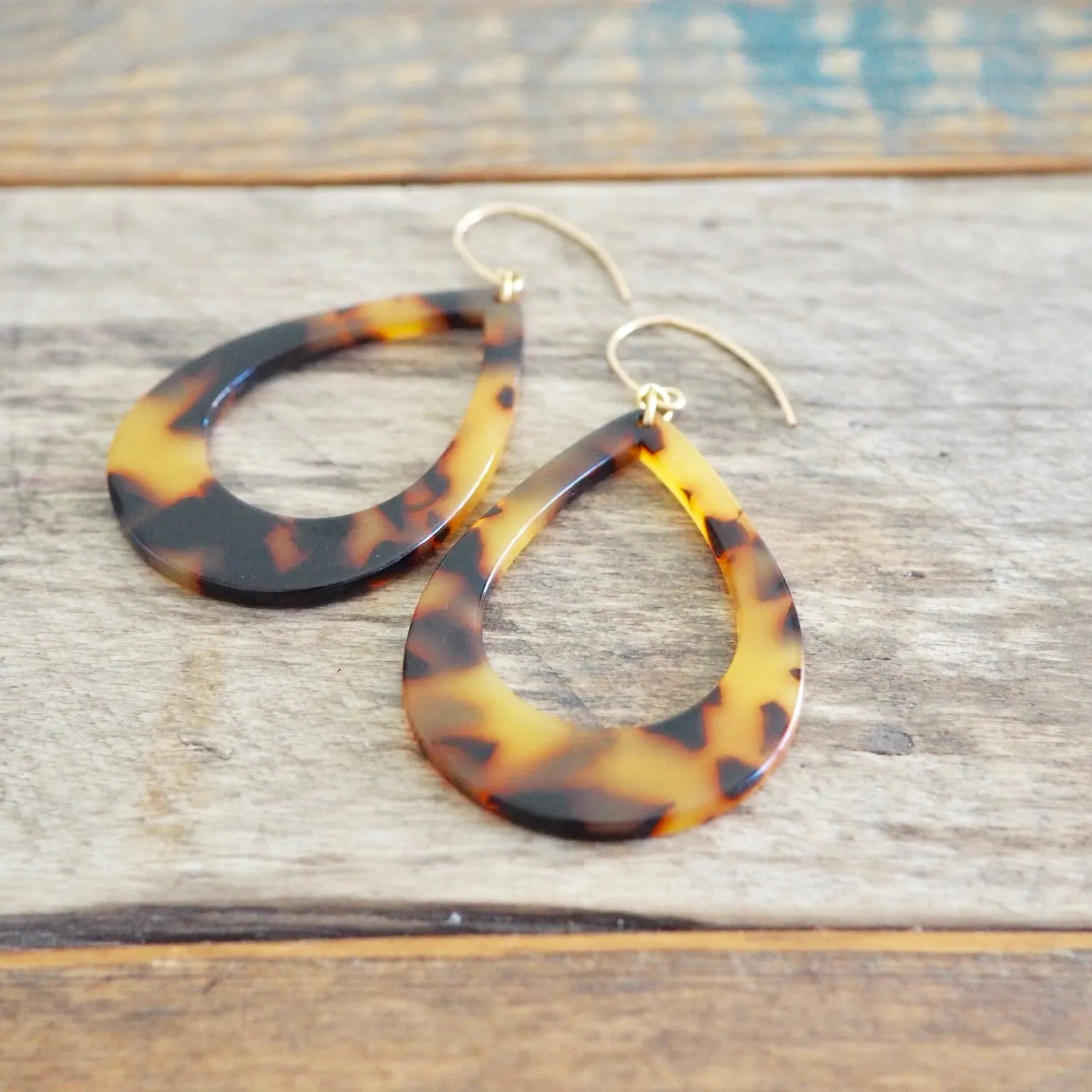 Teardrop Earrings with Tortoise Design