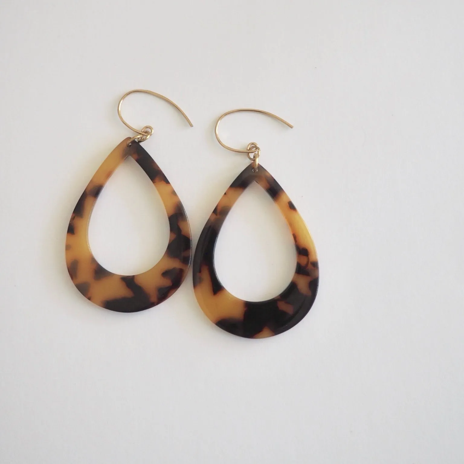 Teardrop Earrings with Tortoise Design