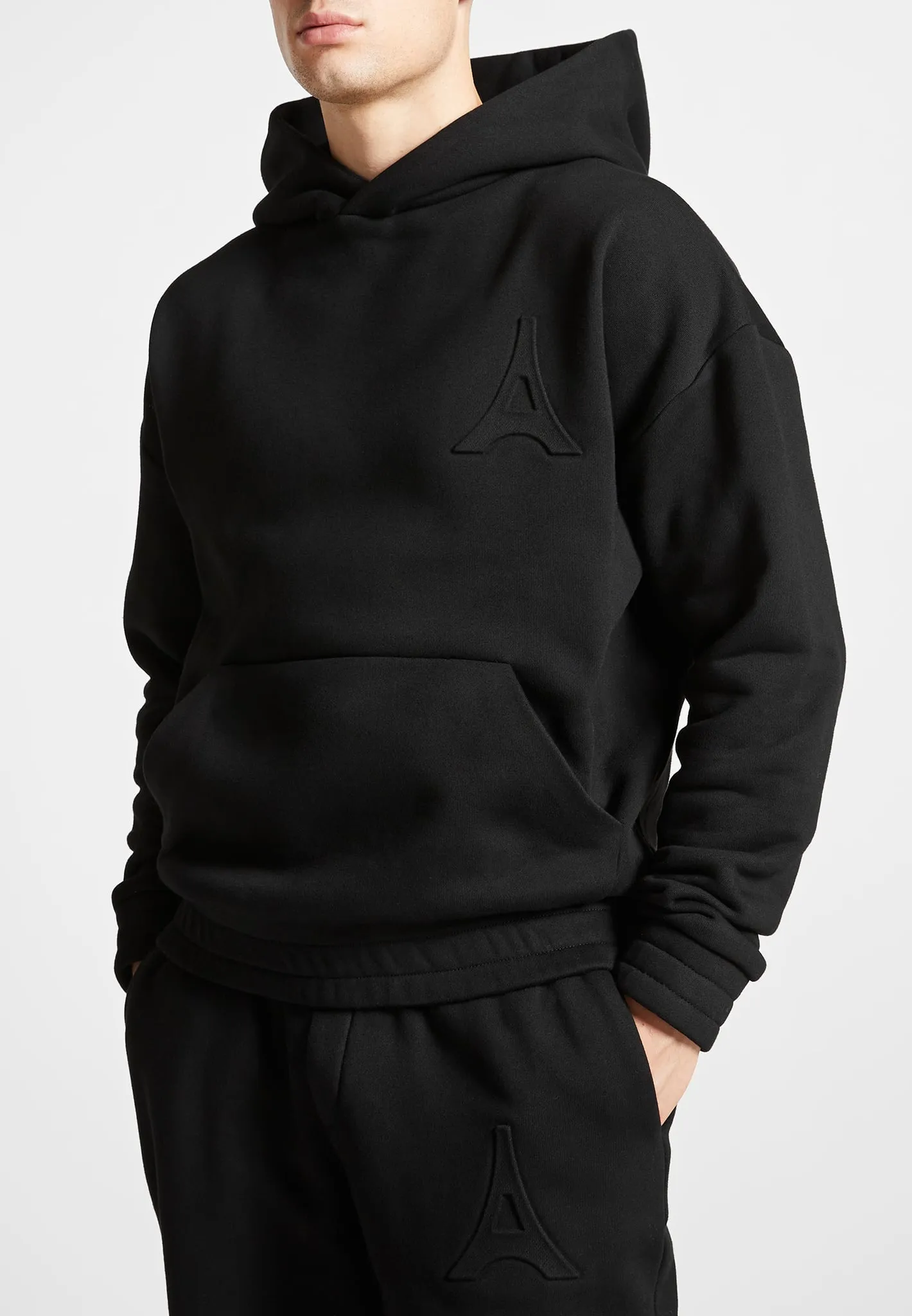 ternel Eiffel Embossed Hoodie - Black