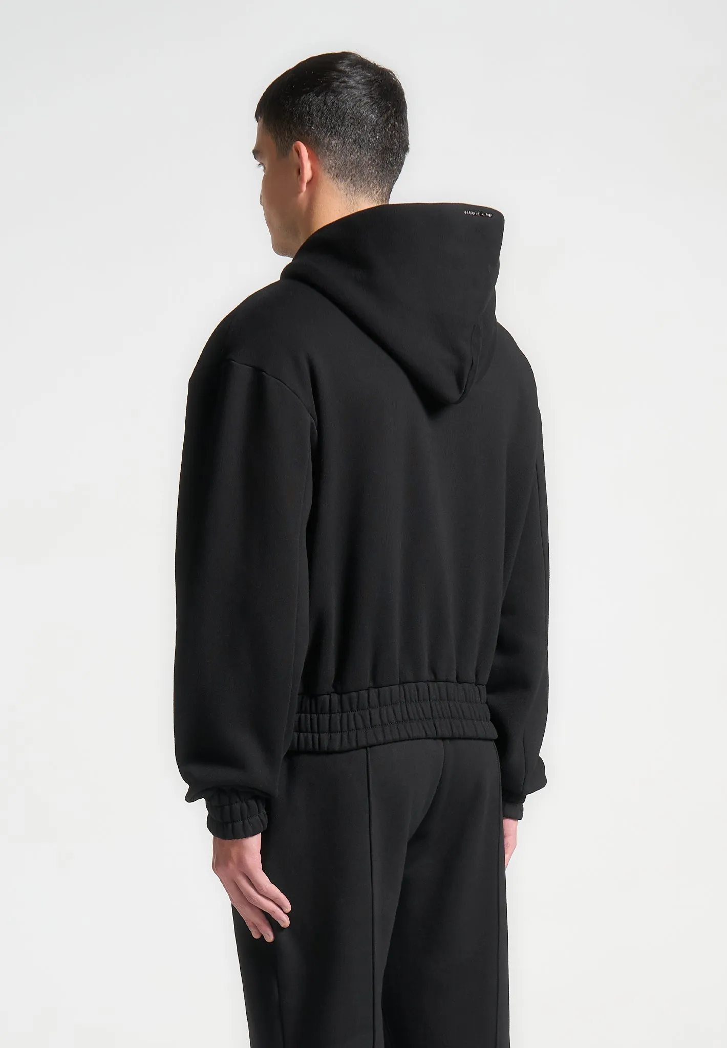 ternel Eiffel Embossed Zip Hoodie - Black