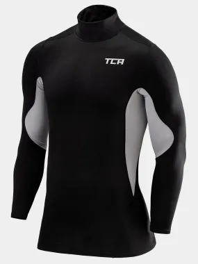 thermal compression base layer long sleeve mock neck men brushed inner fabric