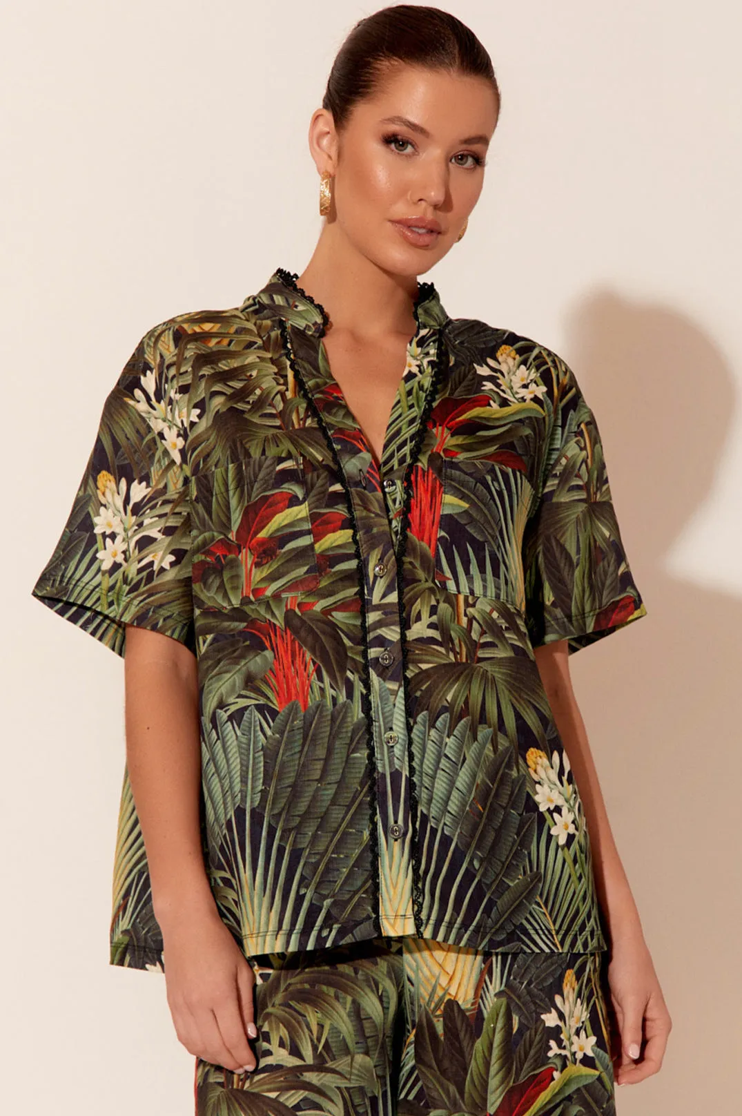 Tiana Tropical Linen Shirt - Short Sleeve Sale