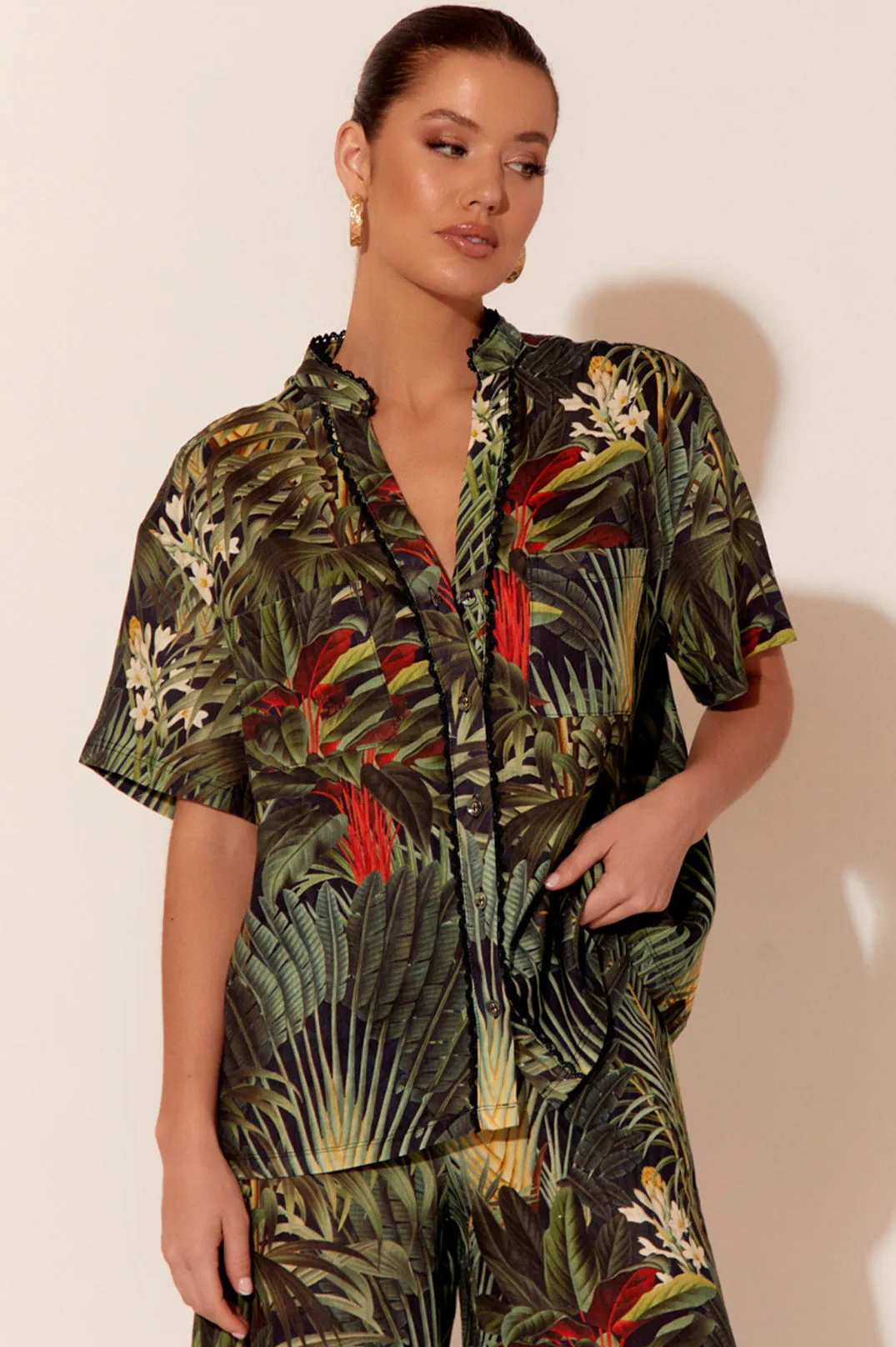 Tiana Tropical Linen Shirt - Short Sleeve Sale