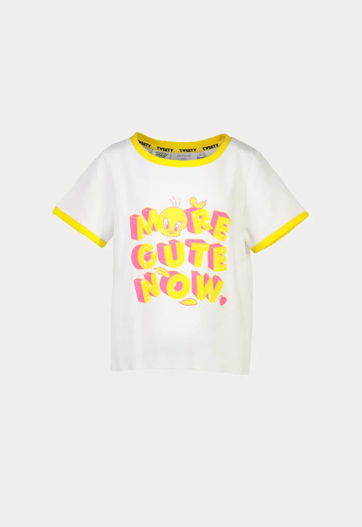 Tweety Bird Sequins T-Shirt - Text Print - Contrasting.