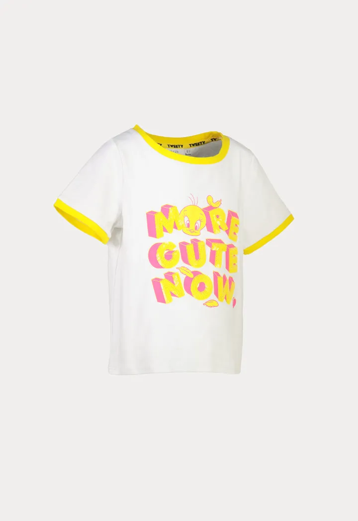 Tweety Bird Sequins T-Shirt - Text Print - Contrasting.