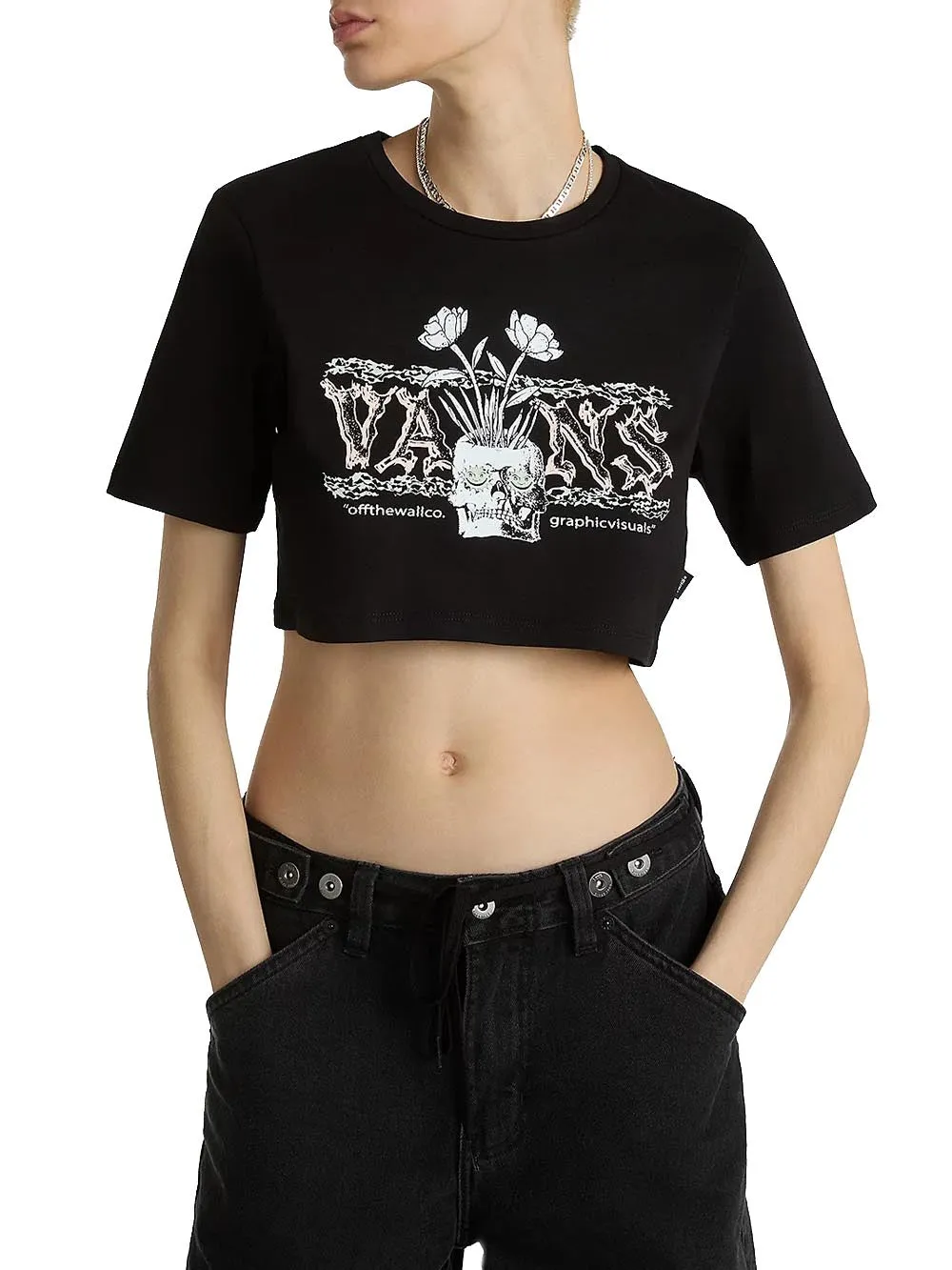 Vans Women's Growing Ideas Crew Crop T-Shirt - Black