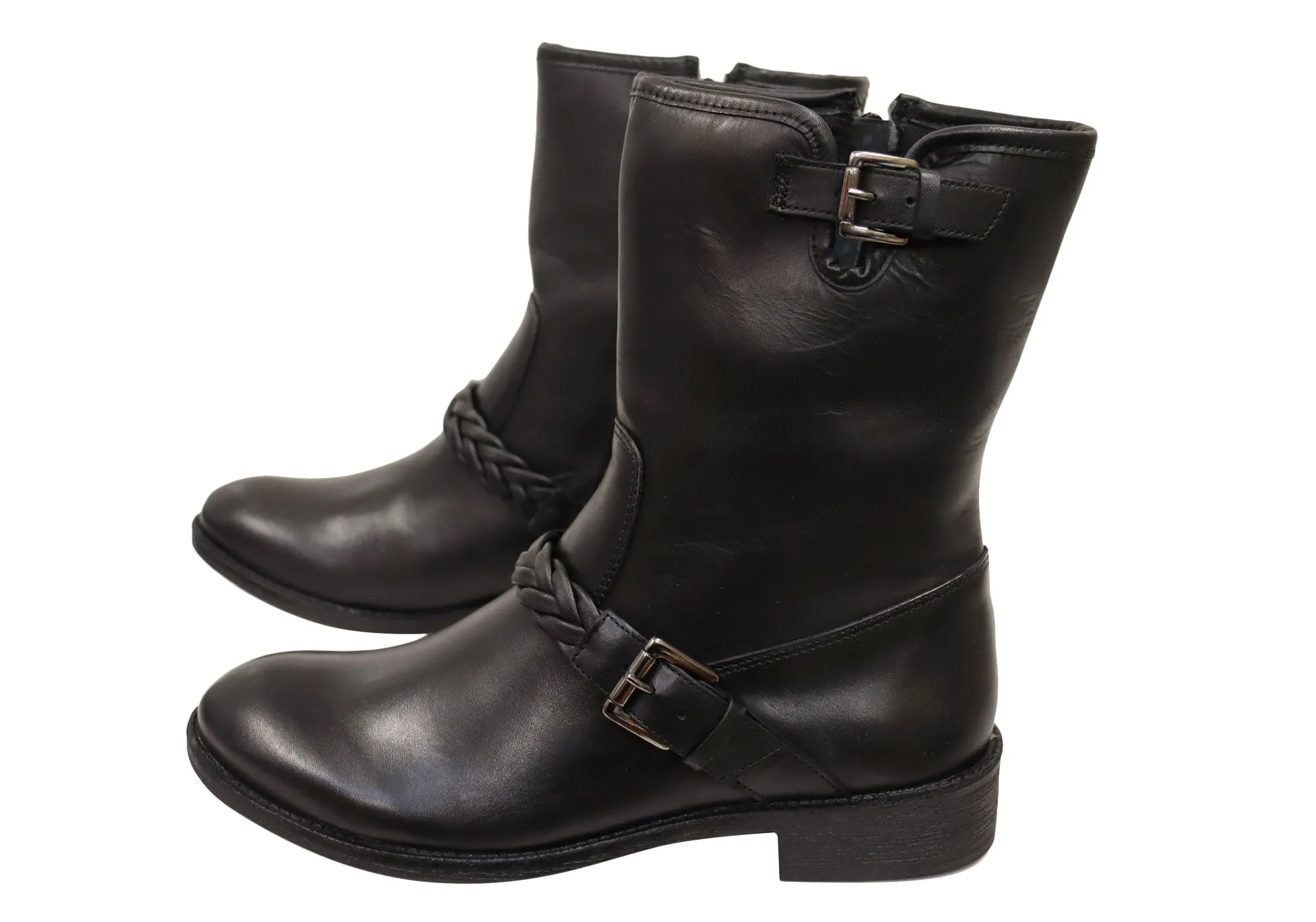 Via Paula Betty Womens Comfort Brazilian Leather Mid Calf Boots