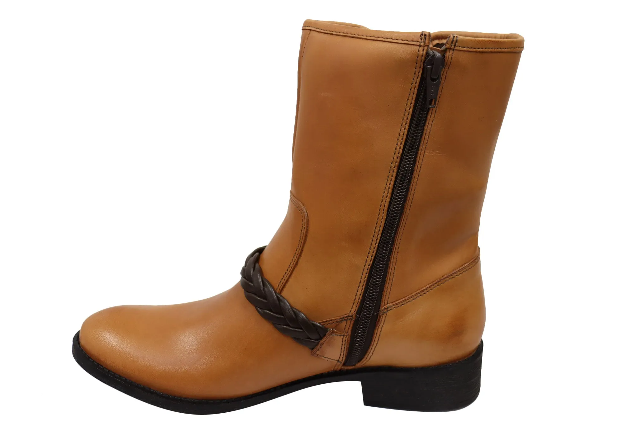 Via Paula Betty Womens Comfort Brazilian Leather Mid Calf Boots