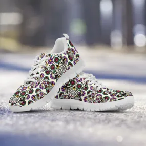 Violet Sugar Skull Running Shoes in White.