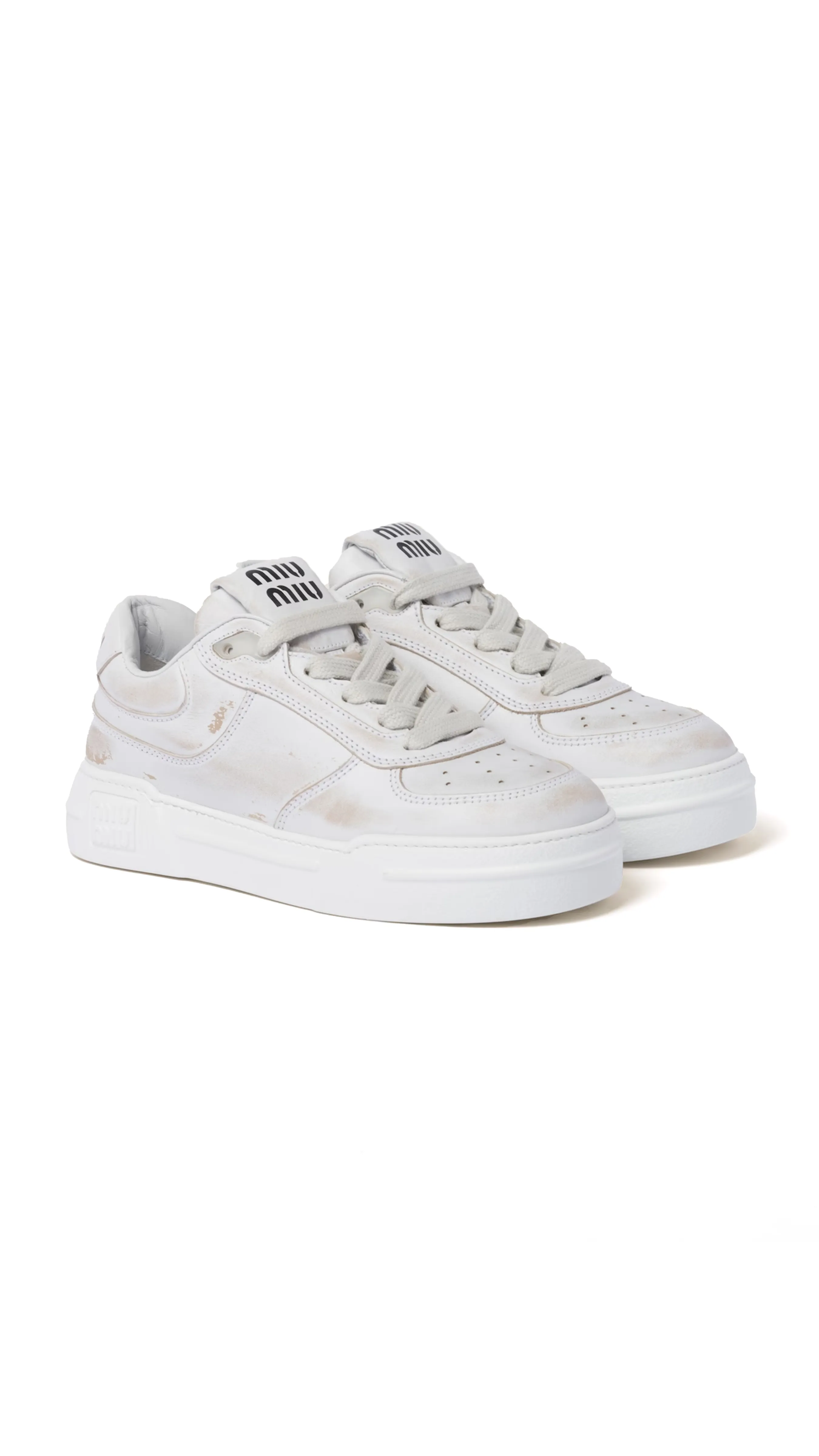 White Bleached Leather Sneakers