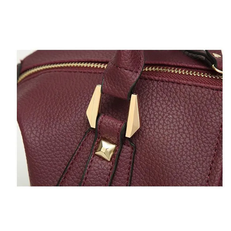 Women Tote Faux-Leather Boston Shoulder Bag with Buckle Design - Leather Skin Shop