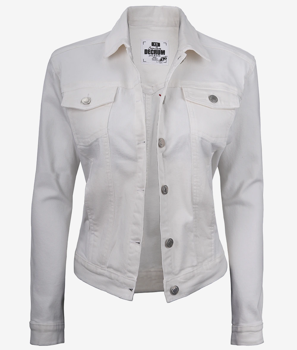 Women's White Denim Jacket - Trucker Style