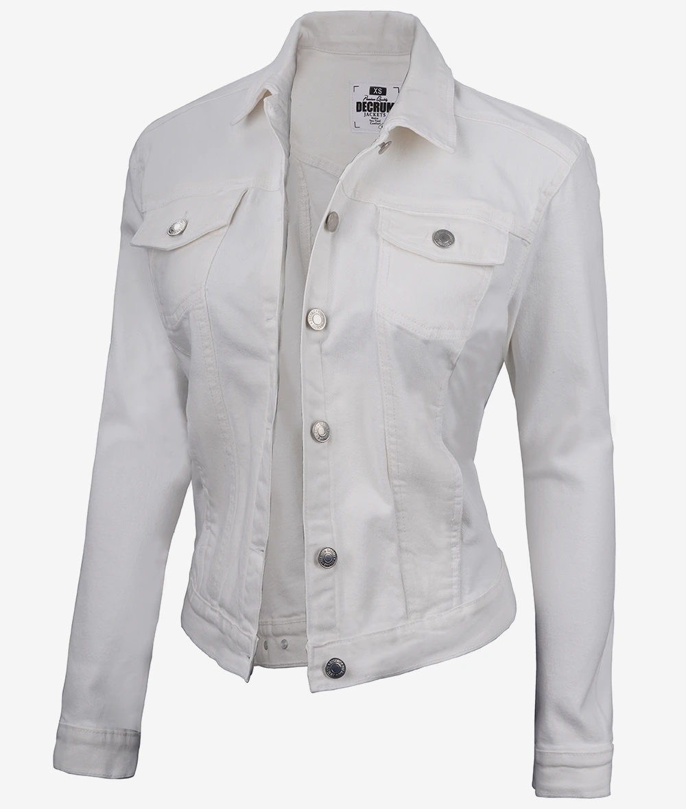 Women's White Denim Jacket - Trucker Style