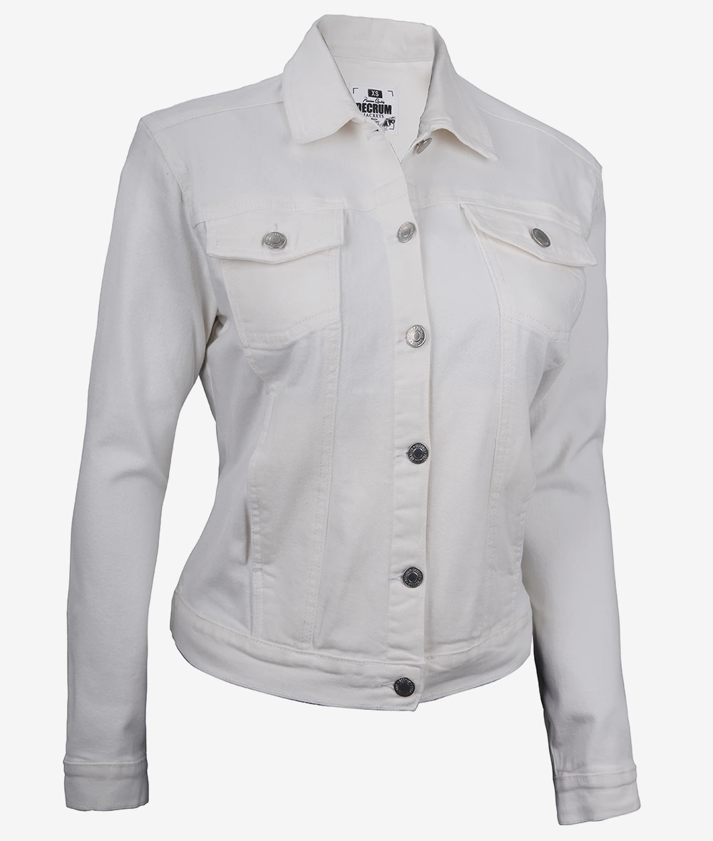 Women's White Denim Jacket - Trucker Style