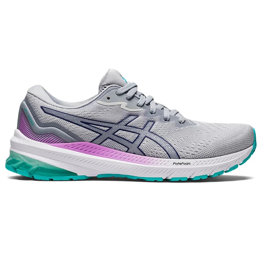 Women's Asics GT-1000 11 Grey and Diver Blue Running Shoes