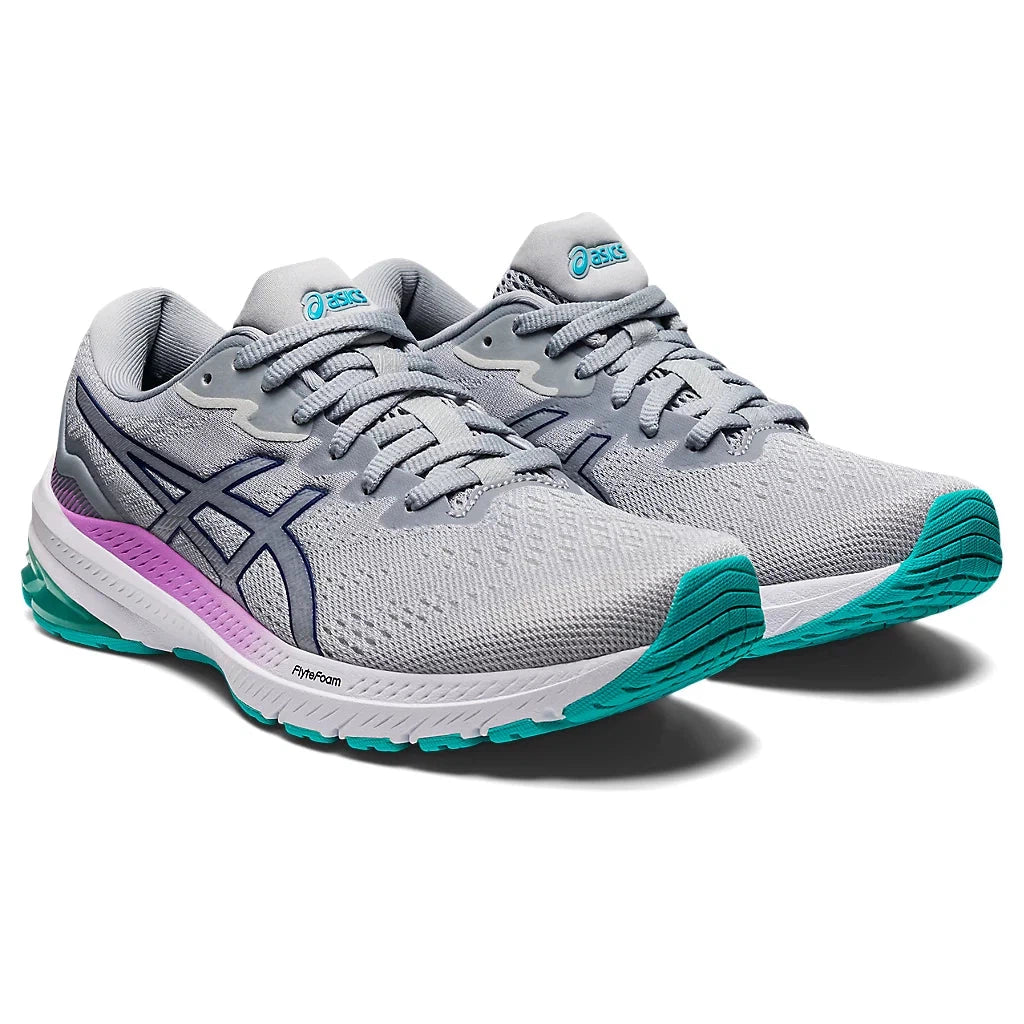 Women's Asics GT-1000 11 Grey and Diver Blue Running Shoes