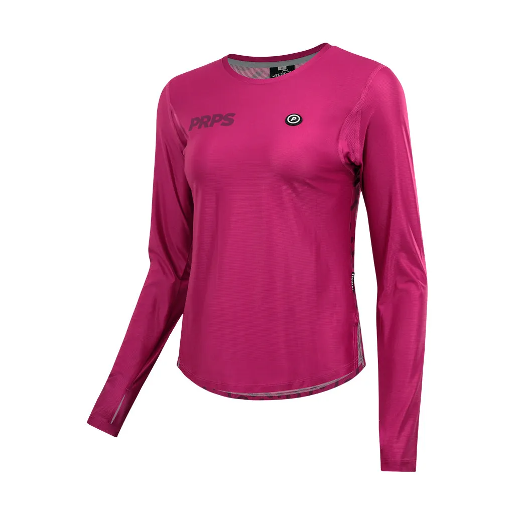 Women's Long Sleeve Running Shirt - Amaranth Red