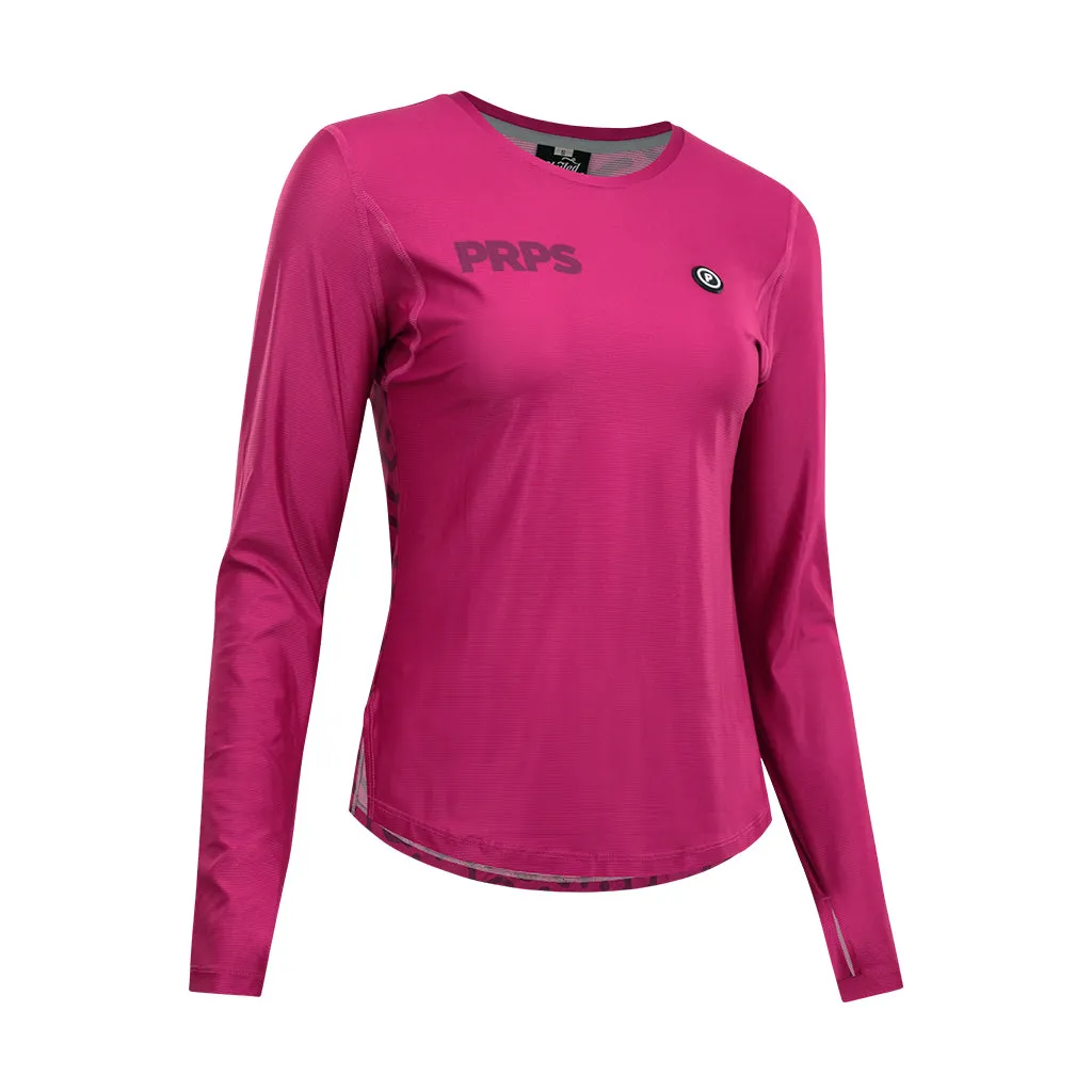 Women's Long Sleeve Running Shirt - Amaranth Red