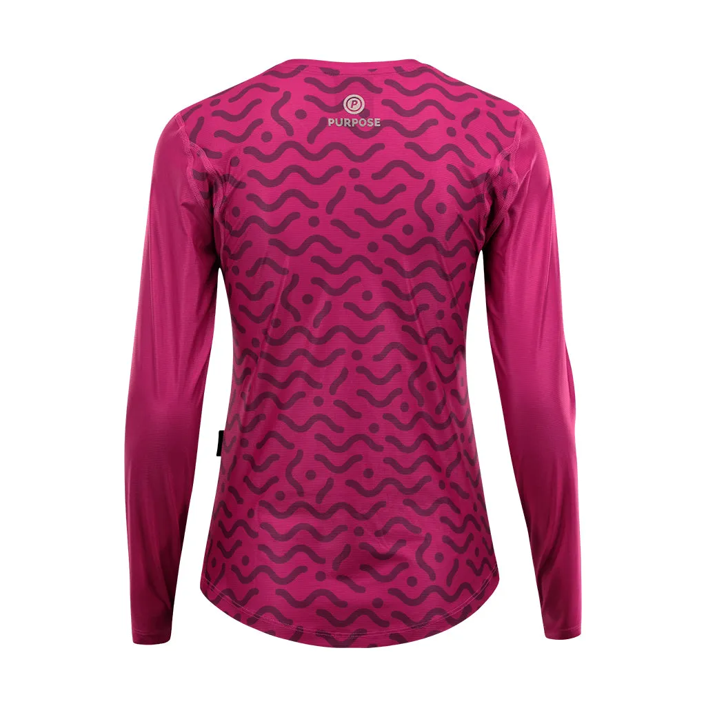 Women's Long Sleeve Running Shirt - Amaranth Red