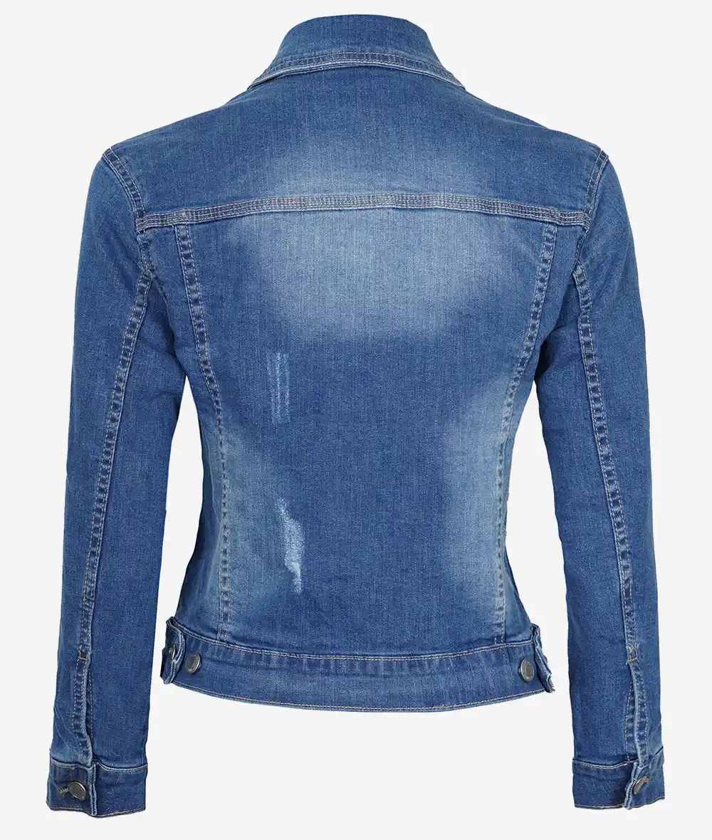 Womens Mid Blue Trucker Style Denim Jacket