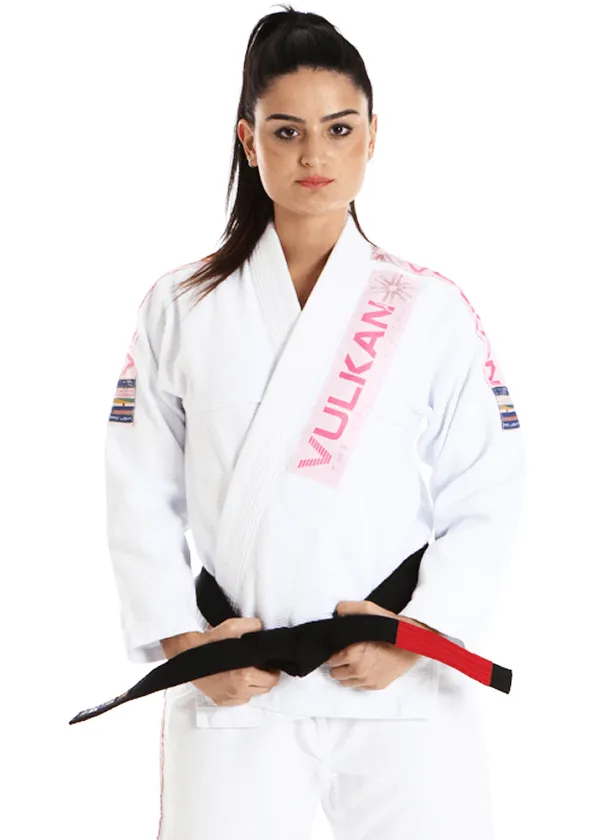 Women's White Jiu Jitsu Gi with Pink Patches