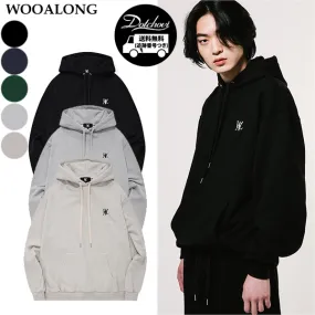 WOOALONG | Cotton Long Sleeves Unisex Street Style Oversized Logo