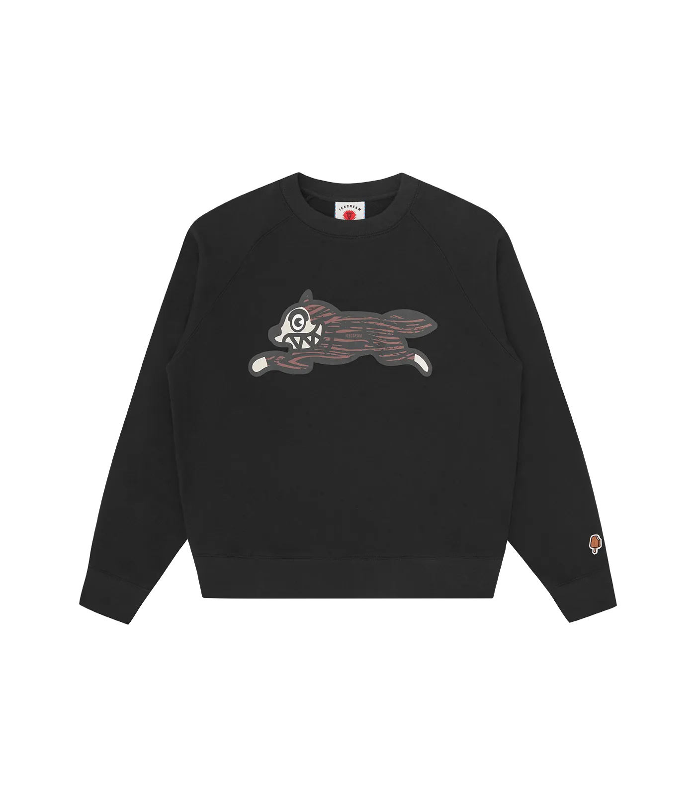 Wood Grain Running Dog Crewneck - Black