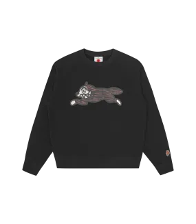 Wood Grain Running Dog Crewneck - Black