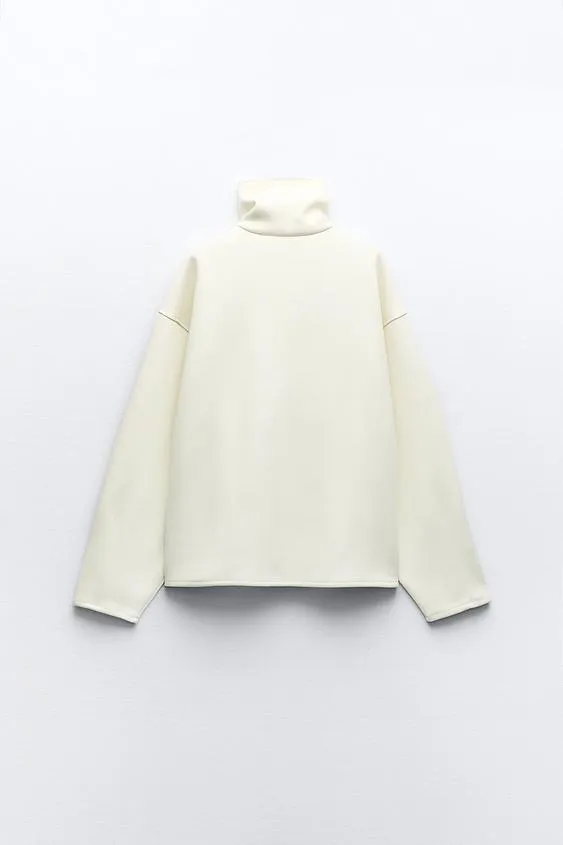 ZARA | Casual U-Neck Long Sleeve Hoodies & Sweatshirts - Street Style.