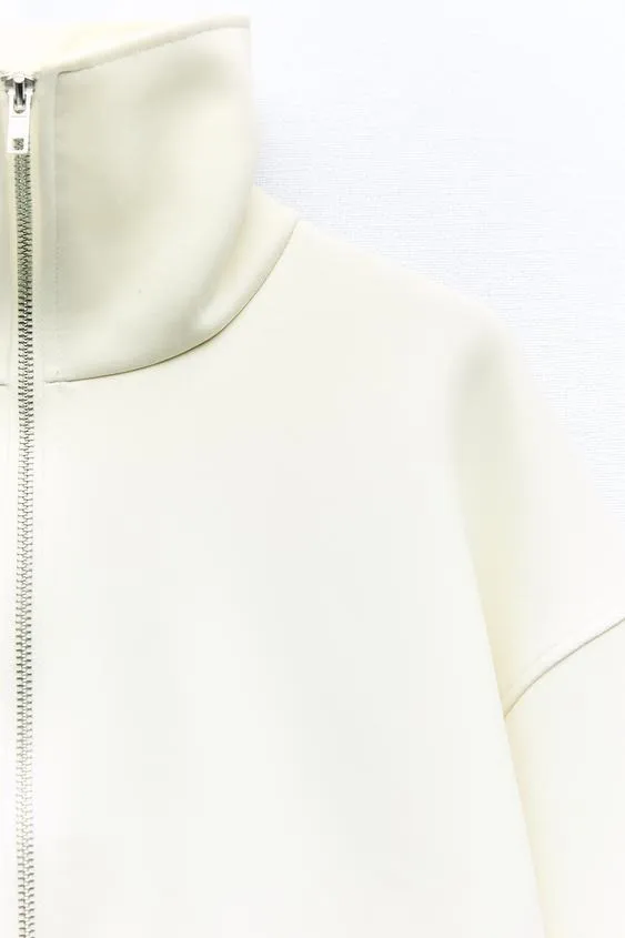 ZARA | Casual U-Neck Long Sleeve Hoodies & Sweatshirts - Street Style.