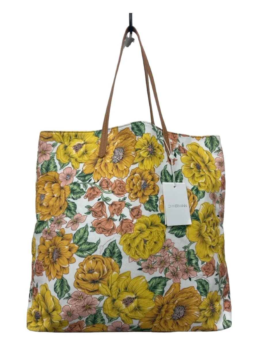 Zimmermann White Orange Green Canvas Floral Tote Double Top Bag